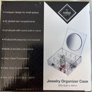 NWT Sorbus jewelry organizer case with built in mirror